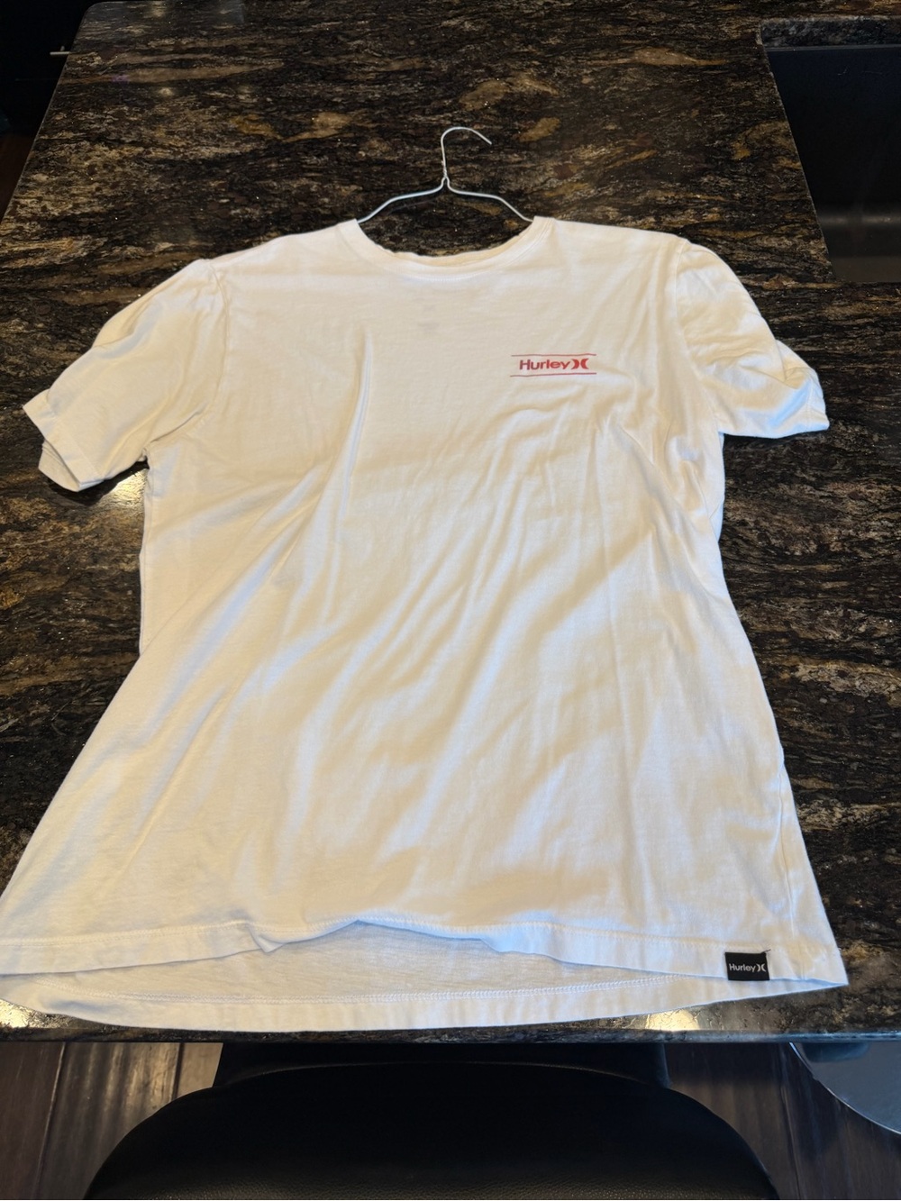 Hurley White Short Sleeve Tee with Small Red Logo - Men’s